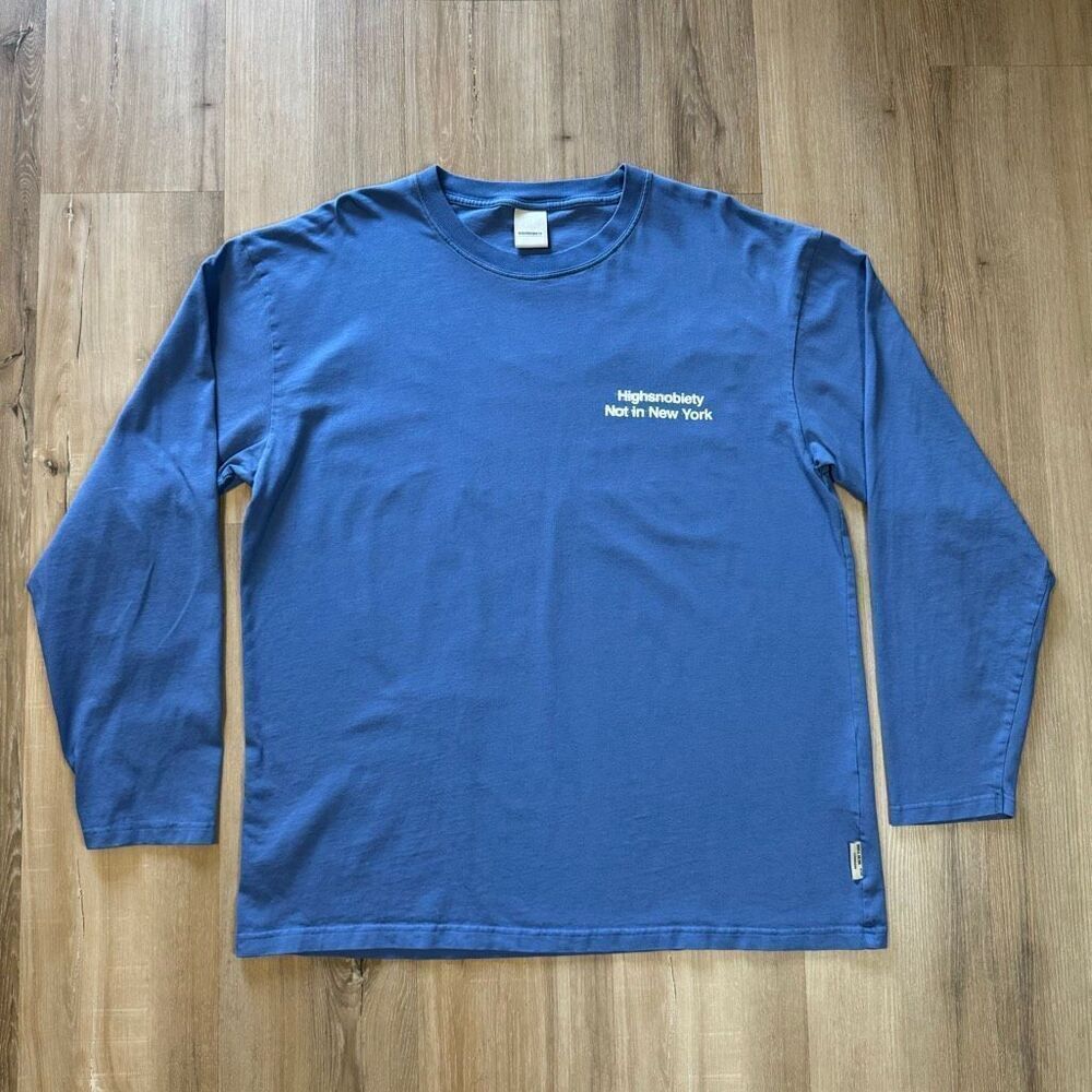 Highsnobiety Not In New York Long Sleeve Blue Shirt Size 2XL Urban Streetwear